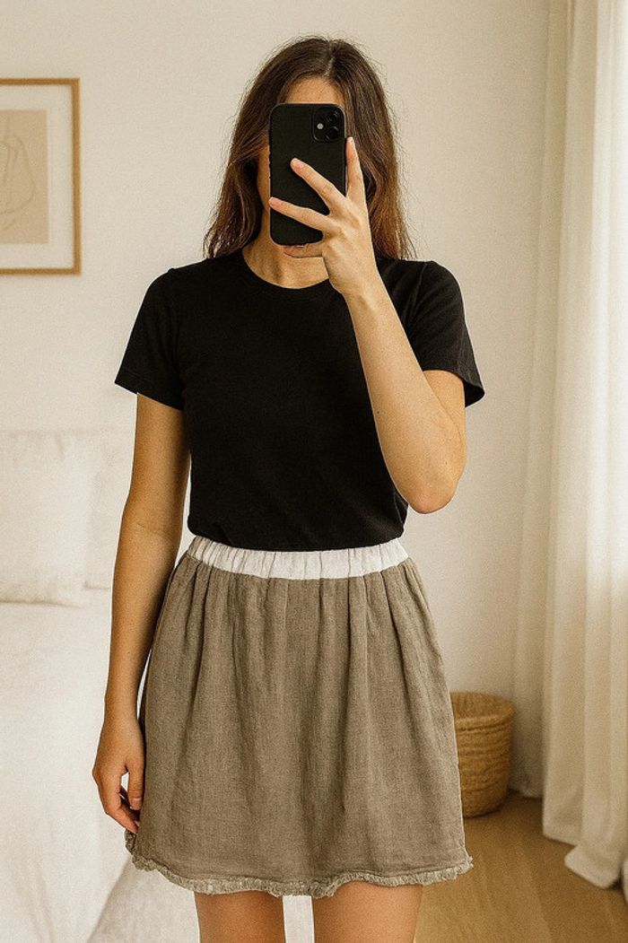 Jupe midi upcyclée par Tilli – Création unique
