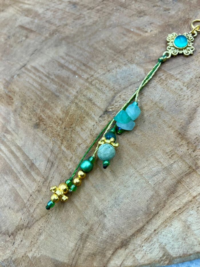 Bijou de cheveux, tresse/dread, macramé pierre Onyx vert - photo numéro 3