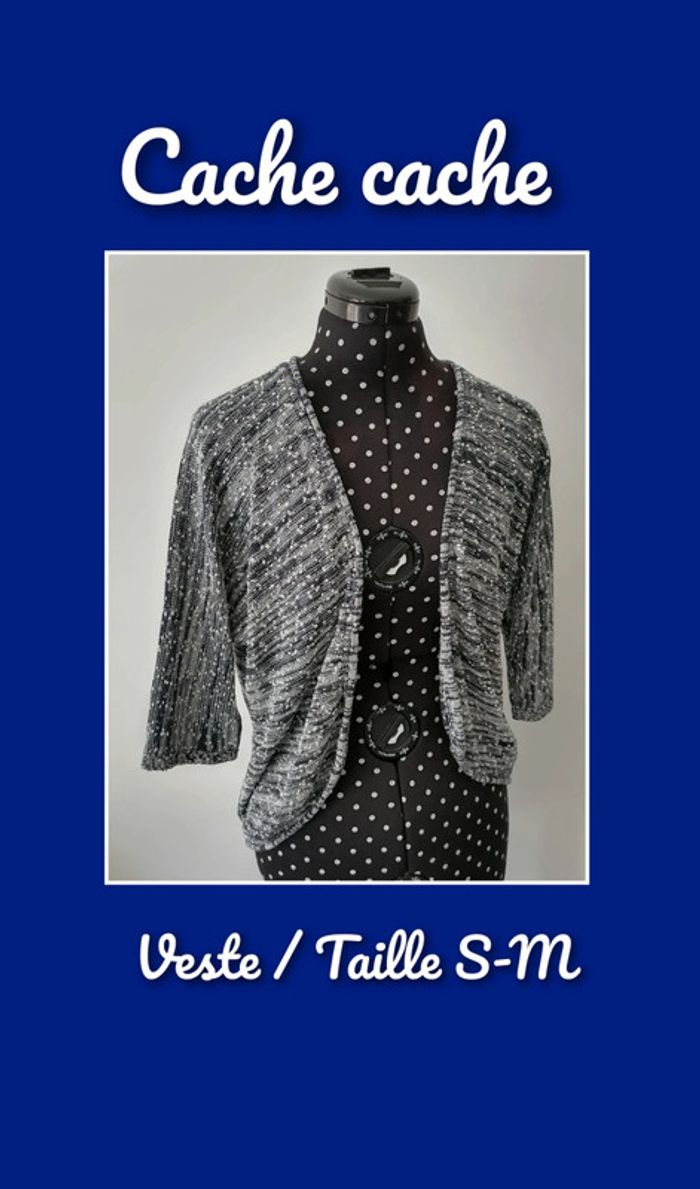 Veste légère en mailles bleu marine blanc Taille S/M Cache cache