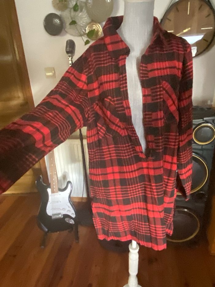 🟥 Chemise longue à carreaux rouges et noirs – Taille XXL - photo numéro 4