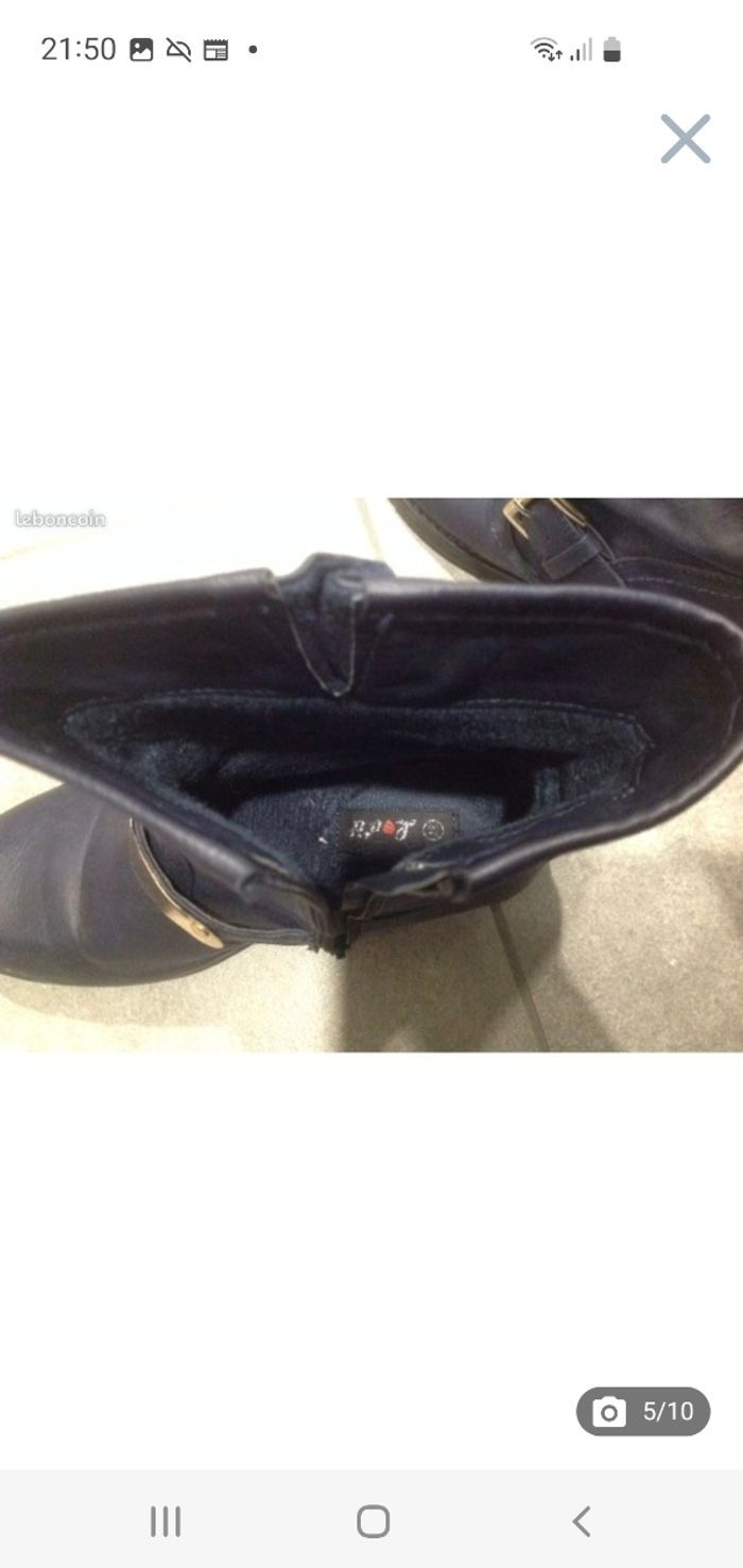 Bottines bleu marine talons plats T.37 - photo numéro 5