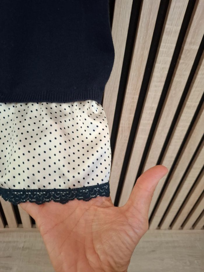 Pull bleu marine bohème Phildar T 42 - photo numéro 8
