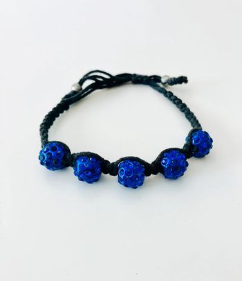 Bracelet shamballa boules et strass bleus