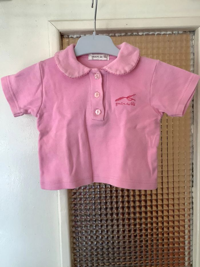 polo manches courtes rose Grain de blé taille 6 mois