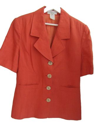 veste vintage en 100% lin couleur brique marque synonyme georges rech