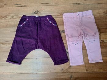 Lot de 2 pantalons pour bebe fille