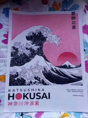 AFFICHE POSTER TOILE A3 JAPON HOKUSAI VAGUE