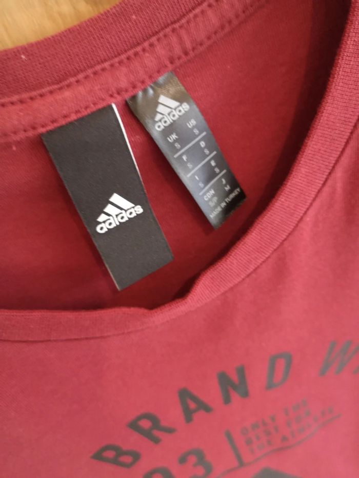 T-shirt Adidas en bordeaux imprimé noir S - photo numéro 3