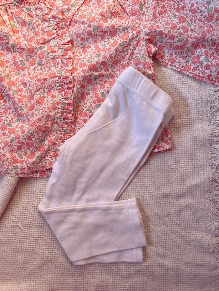 Ensemble blouse à fleur tex et legging 18 mois - photo numéro 3