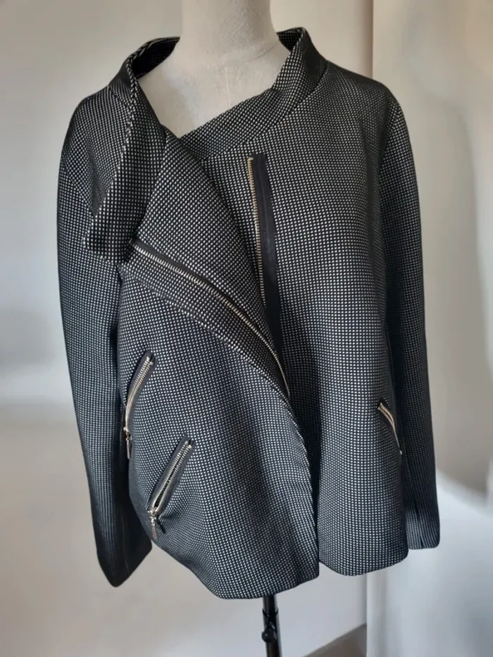 Blouson court argent & noir – Taille L (40) - photo numéro 6