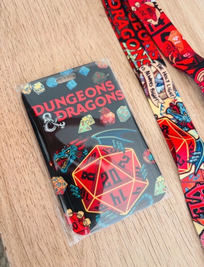 Porte carte dongeon et dragon jeu vintage lanière porte clé tour de cou - photo numéro 2