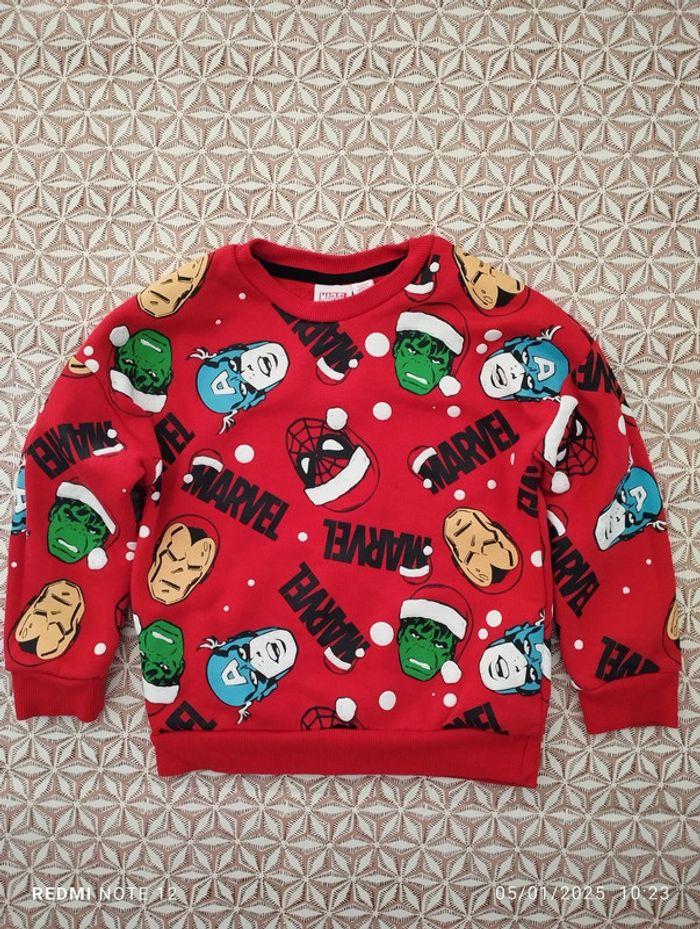Sweat garçon intérieur polaire marvel noel 4-5ans