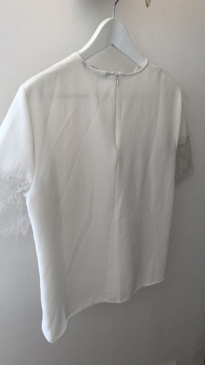 Haut blouse dentelle blanc cassé crême zara taille L - photo numéro 9