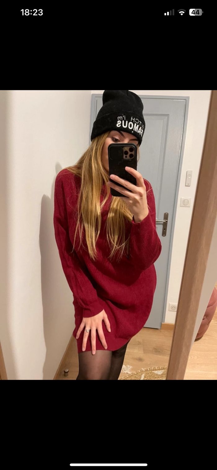 Ensemble bordeaux robe pull - photo numéro 3