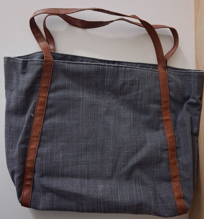 Grand sac à main en jean gris - photo numéro 1