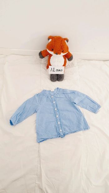 Chemise bleu clair bébé fille ou garçon mixte 12 mois