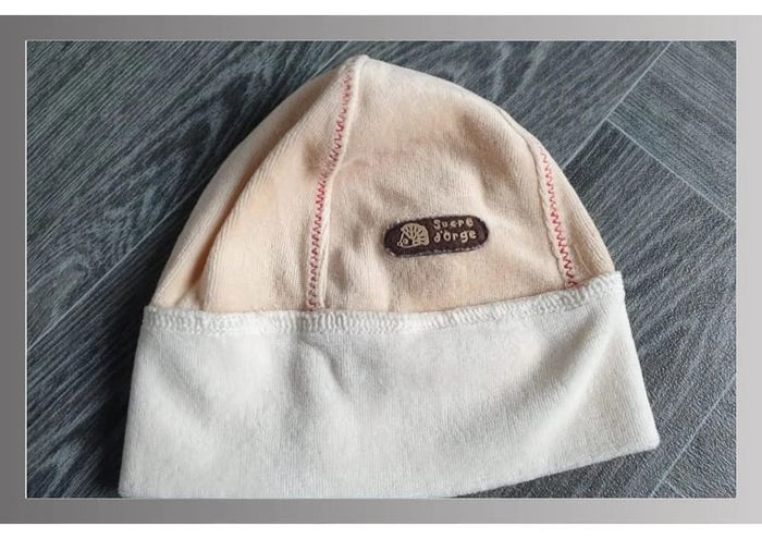 bonnet bébé écru/beige "herisson" Sucre d'orge