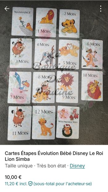 Cartes Étapes Évolution Bébé Disney