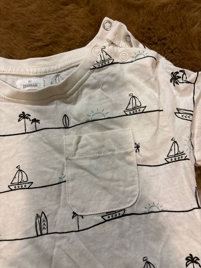 Tee shirt écru bateau/surf ZEEMAN t.12m - photo numéro 2