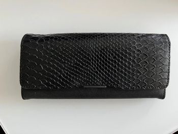 Portefeuille porte-monnaie serpent similicuir noir