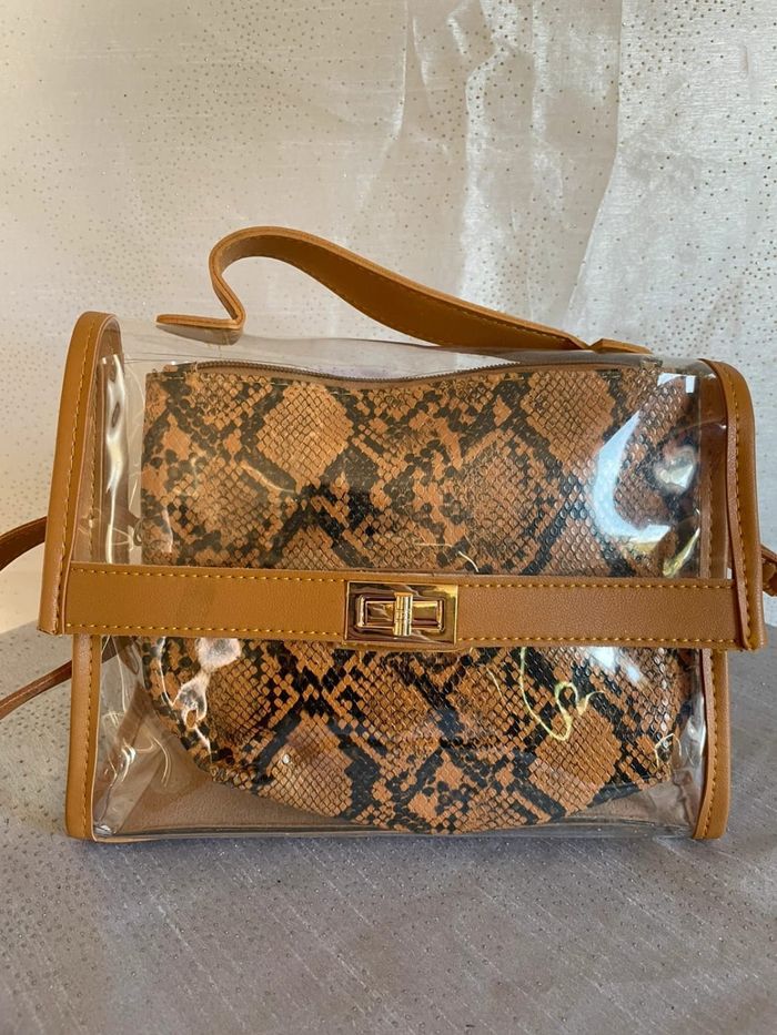 Sac transparent motif python – avec bandoulière amovible