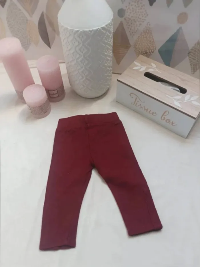 Jegging bordeaux Mes Petits Cailloux fille 9 mois - photo numéro 3