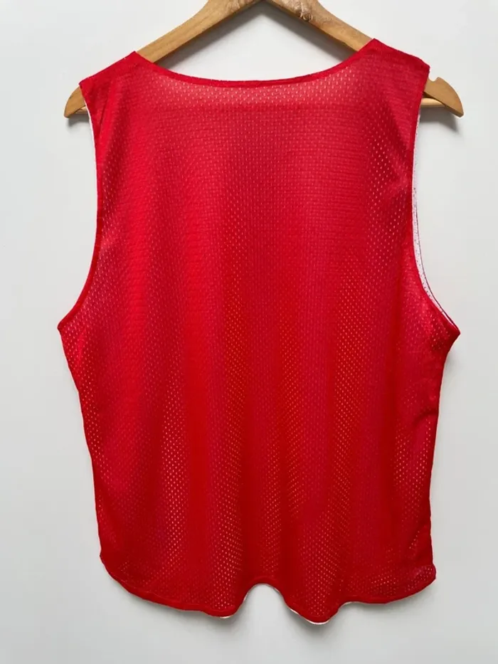 Reversible Mesh tank top jersey débardeur maillot sports red white Large - photo numéro 3