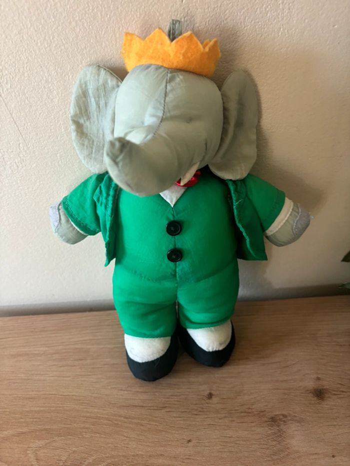 Vintage ancienne peluche éléphant babar puffalump toile de parachute