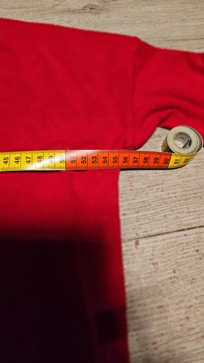 Pull manches longues, col V, rouge à bord blanc et bleu, Peace n'love,S/M, peu mis - photo numéro 7