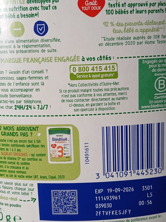 Lots de 4 boite de L'ait 2ém âge blédilait - photo numéro 2