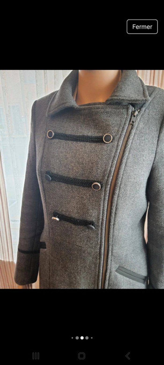 Jolie Manteau gris anthracite Naf Naf taille 36 - photo numéro 9
