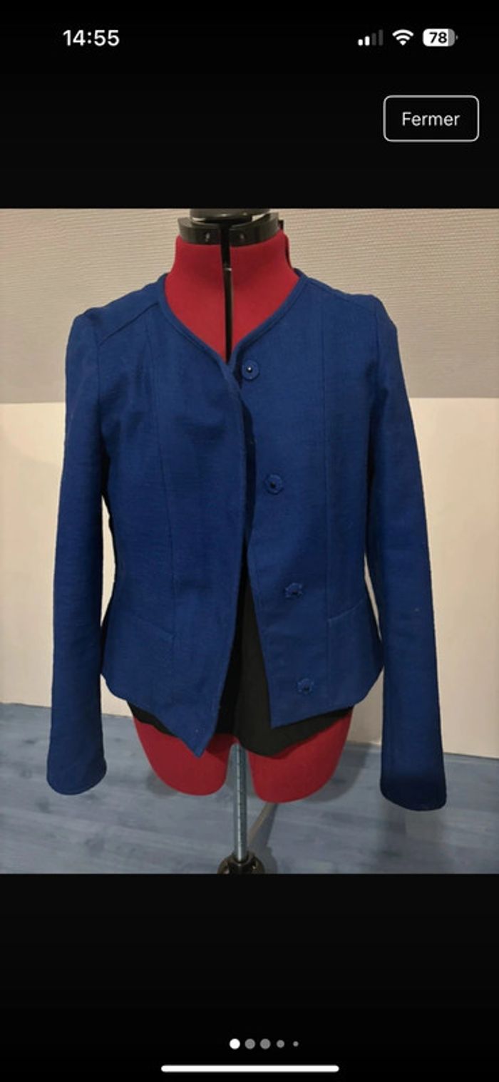 Veste chic comptoir des cotonniers bleue 40/L neuve - photo numéro 2
