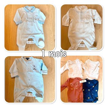 Lot de 6 Vêtements Bébé 1 mois - Pyjamas et Bodies