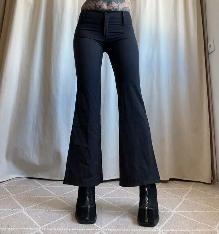 Pantalon jambes larges gris rayures Officecore Goth vintage made in Italy 🇮🇹 y2k - Taille XS - photo numéro 4