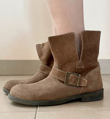 Bottes marron strass en cuir