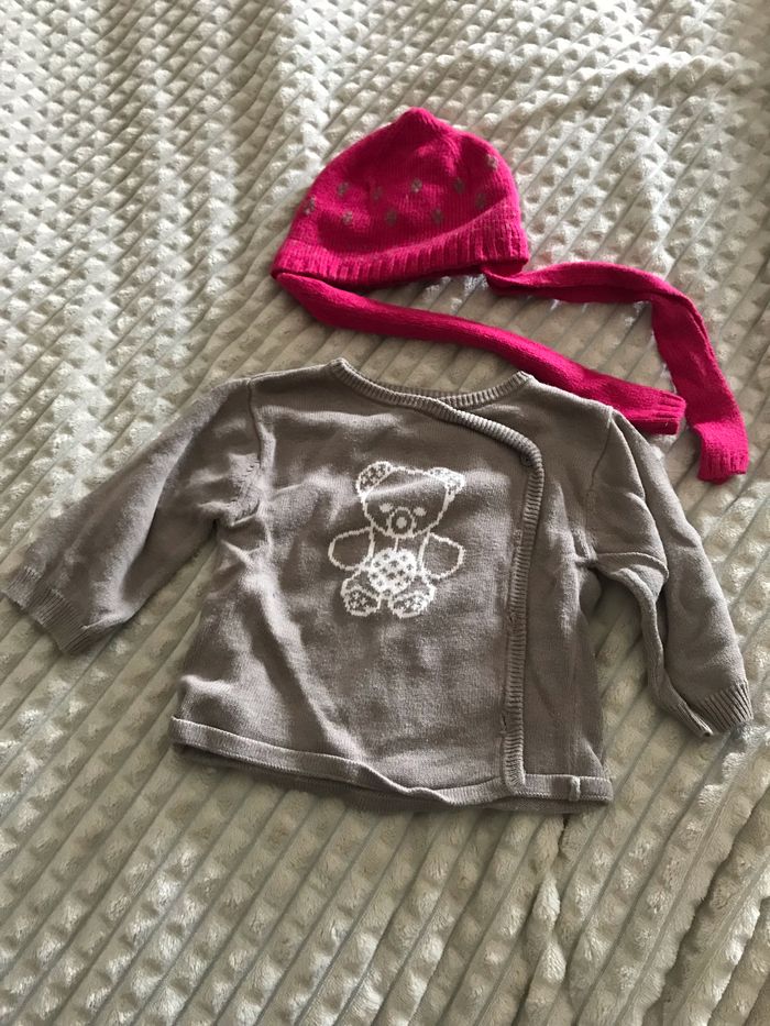 Pull et bonnet 3mois fille