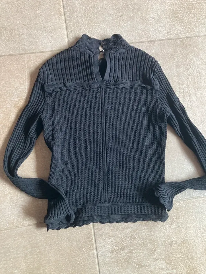 The kooples Top manches longues femme FPUL27024 bla01 taille 1 S col montant - photo numéro 3
