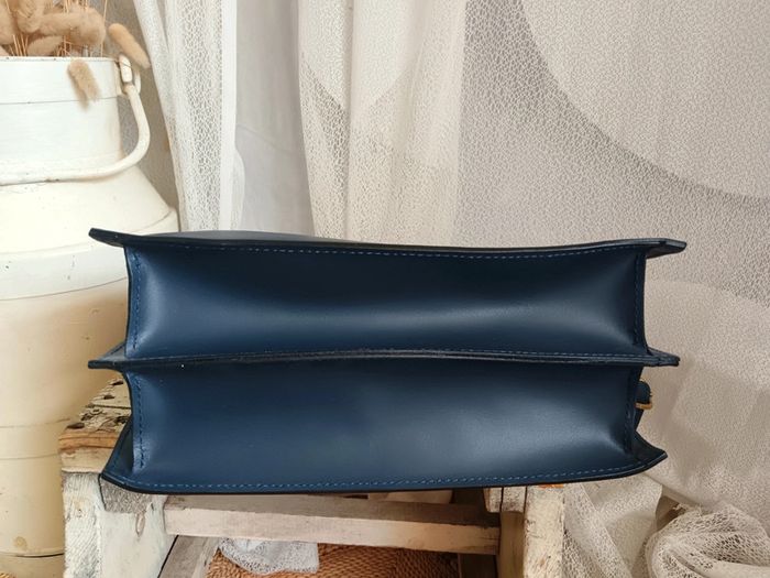 Maison Héritage | Sac cuir lisse bleu marine - photo numéro 5