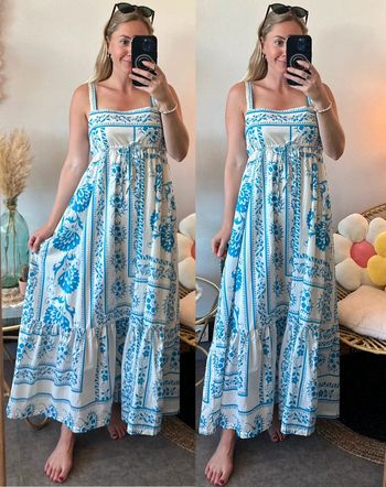Robe d’été longue bohème imprimé fleuri bleu modèle Kareen taille S neuve - Grace&Mila