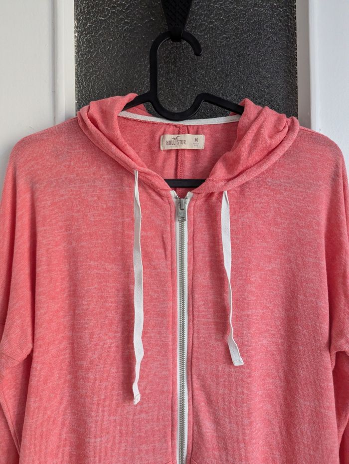 Sweat à capuche zippé rose Hollister taille M - photo numéro 2