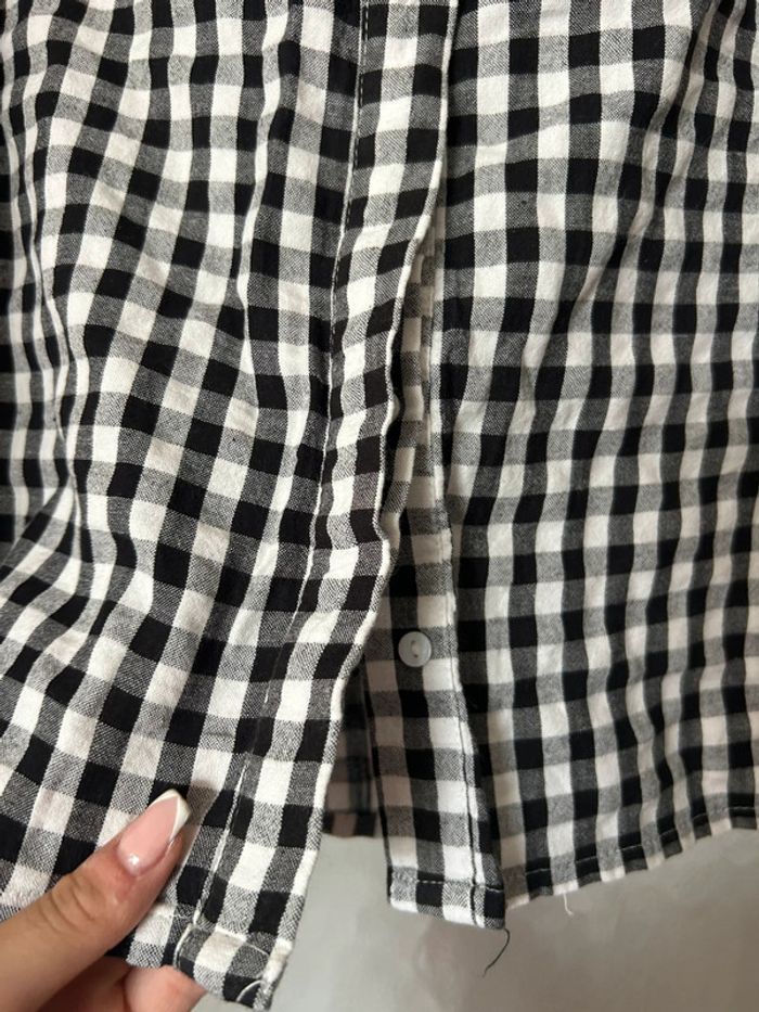 chemise femme à carreaux noir et blanc avec manche nouer Kiabi S neuf - photo numéro 3