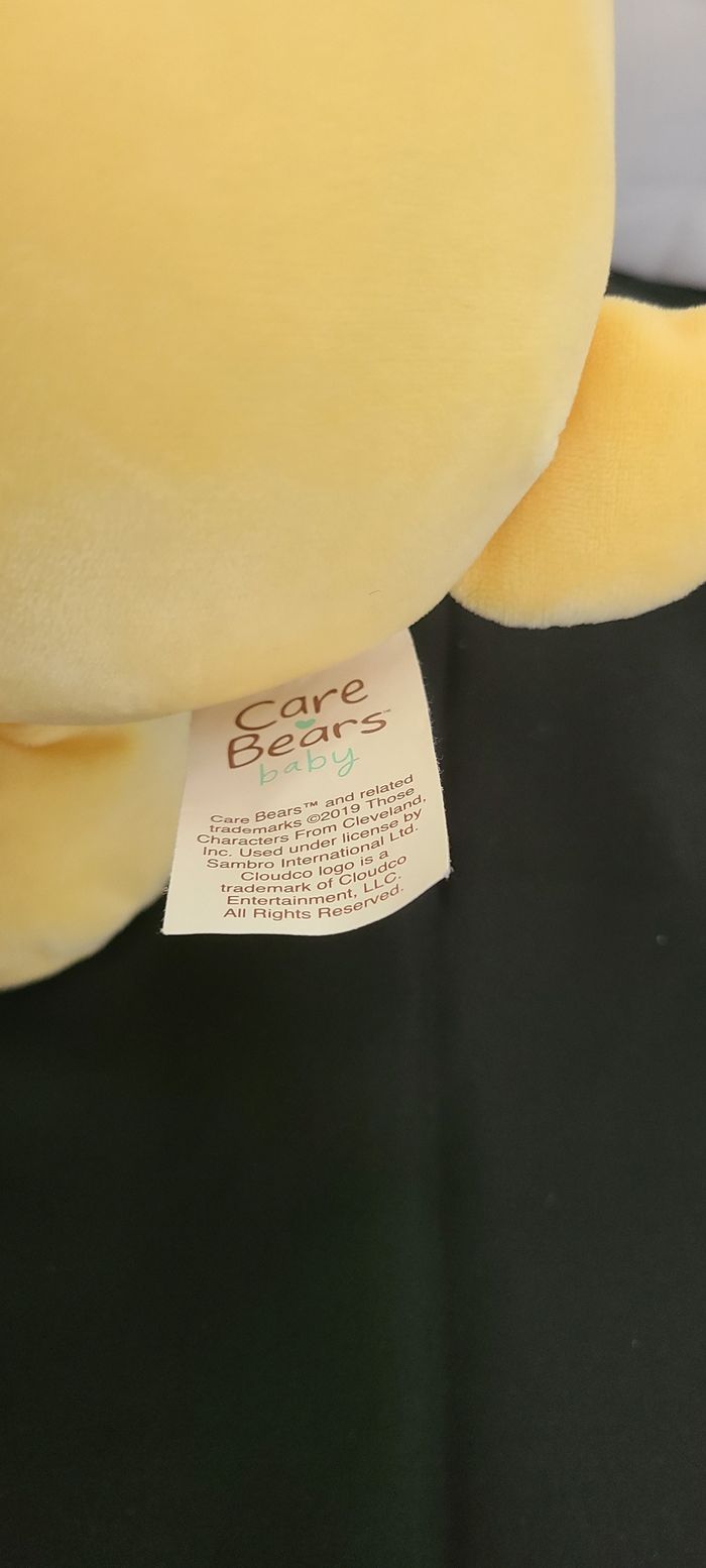 Doudou ours jaune soleil grosjojo Bisounours CARE BEARS BABY - photo numéro 4