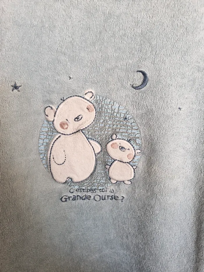 Ensemble pyjama garçon 3 ans Tissaia Oursons & étoiles bleu gris à rayure coton polyester - photo numéro 4
