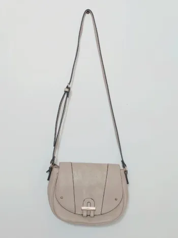 Sac à main effet cuir demi-lune bandoulière beige y2k