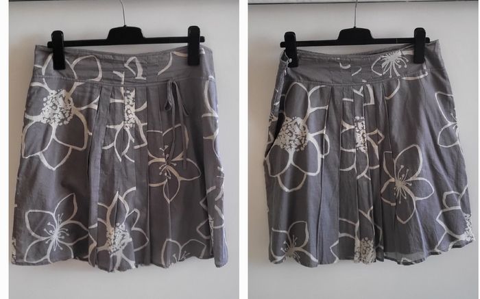 Esprit Jupe Plissée TFr38 -Gris & Crème - Impression Floral sur fond uni en TBE - photo numéro 3