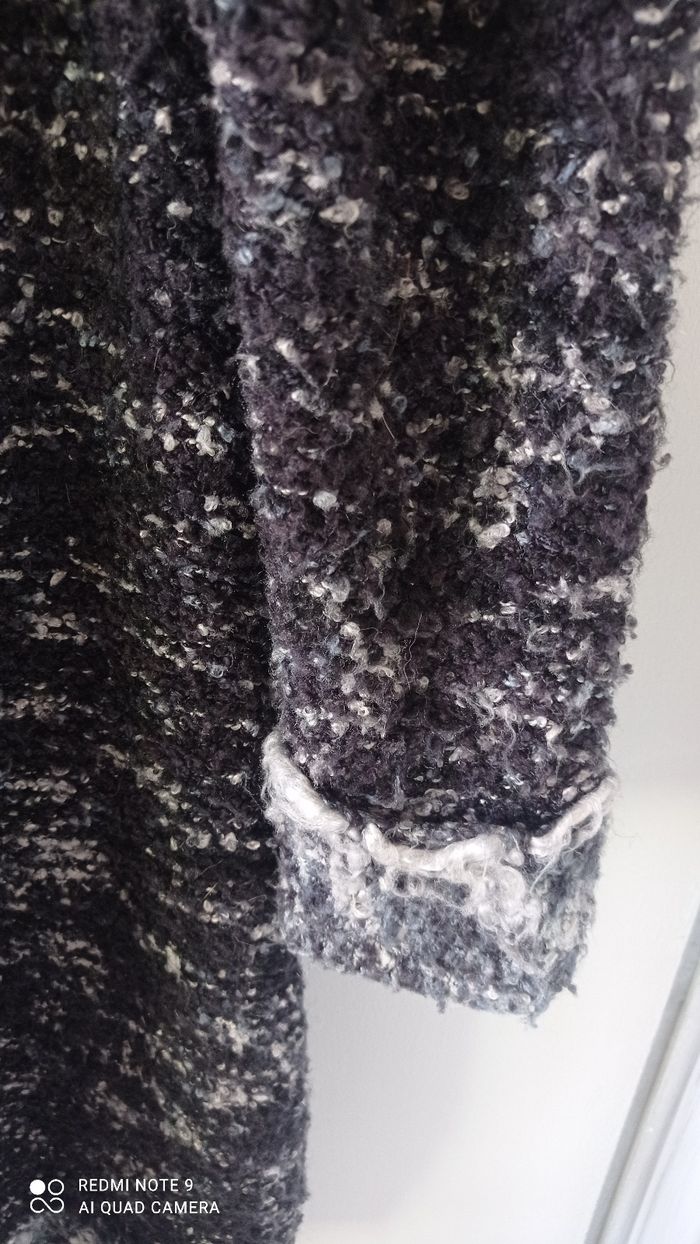 Veste t longue Ellla en laine mélangée noir gris et écru taille M. - photo numéro 5
