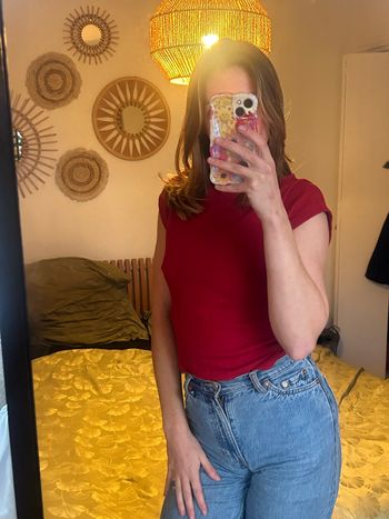 Top rouge à encolure bateau Asos design 