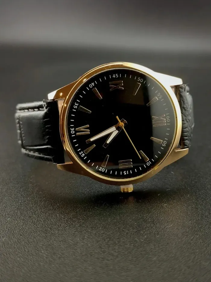 Montre noire & dorée texturée, classique men - photo numéro 2