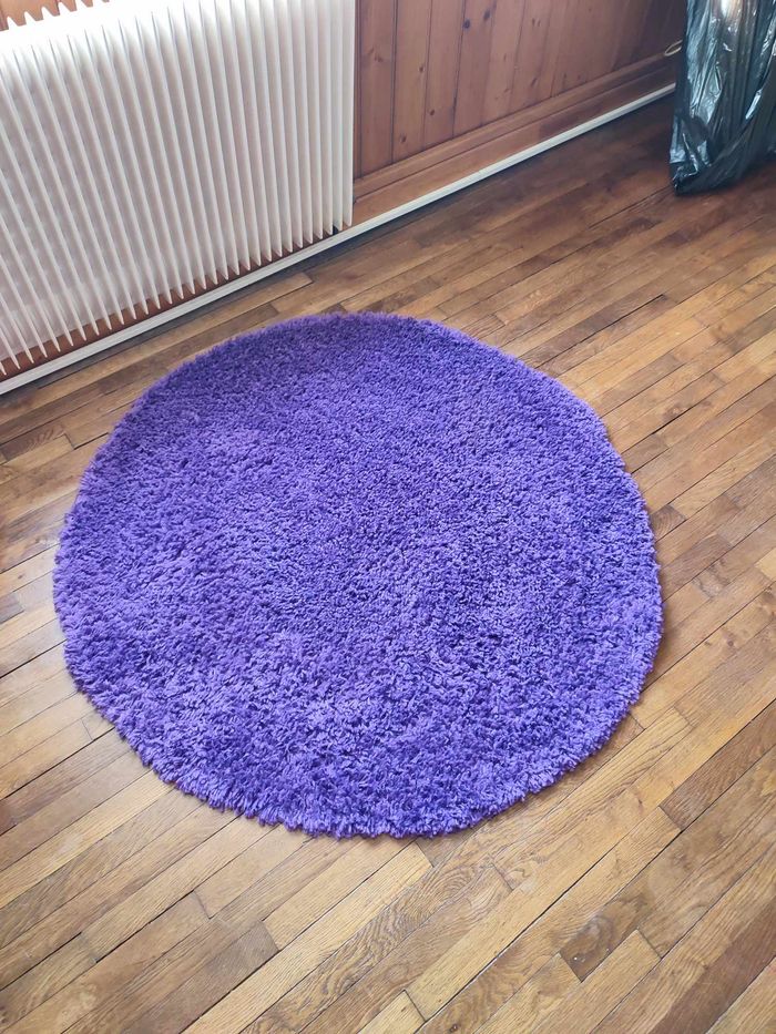 Tapis rond violet tbe 120cm diametre épais