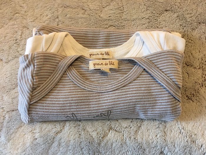 Lot de 2 bodys manches longues - Grain de blé - 3 mois